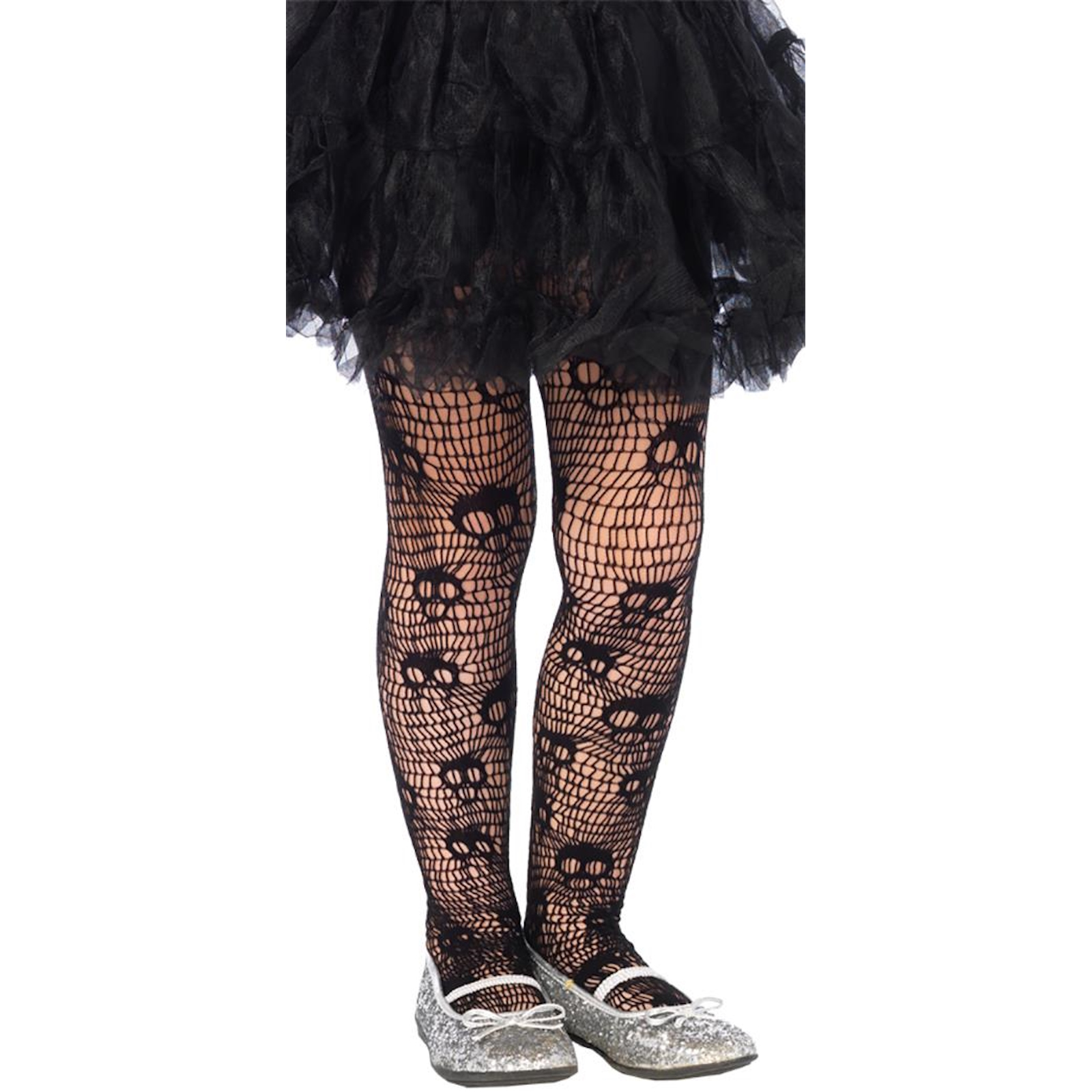 Skull Striped Net Tights Child Costume Accessory Small