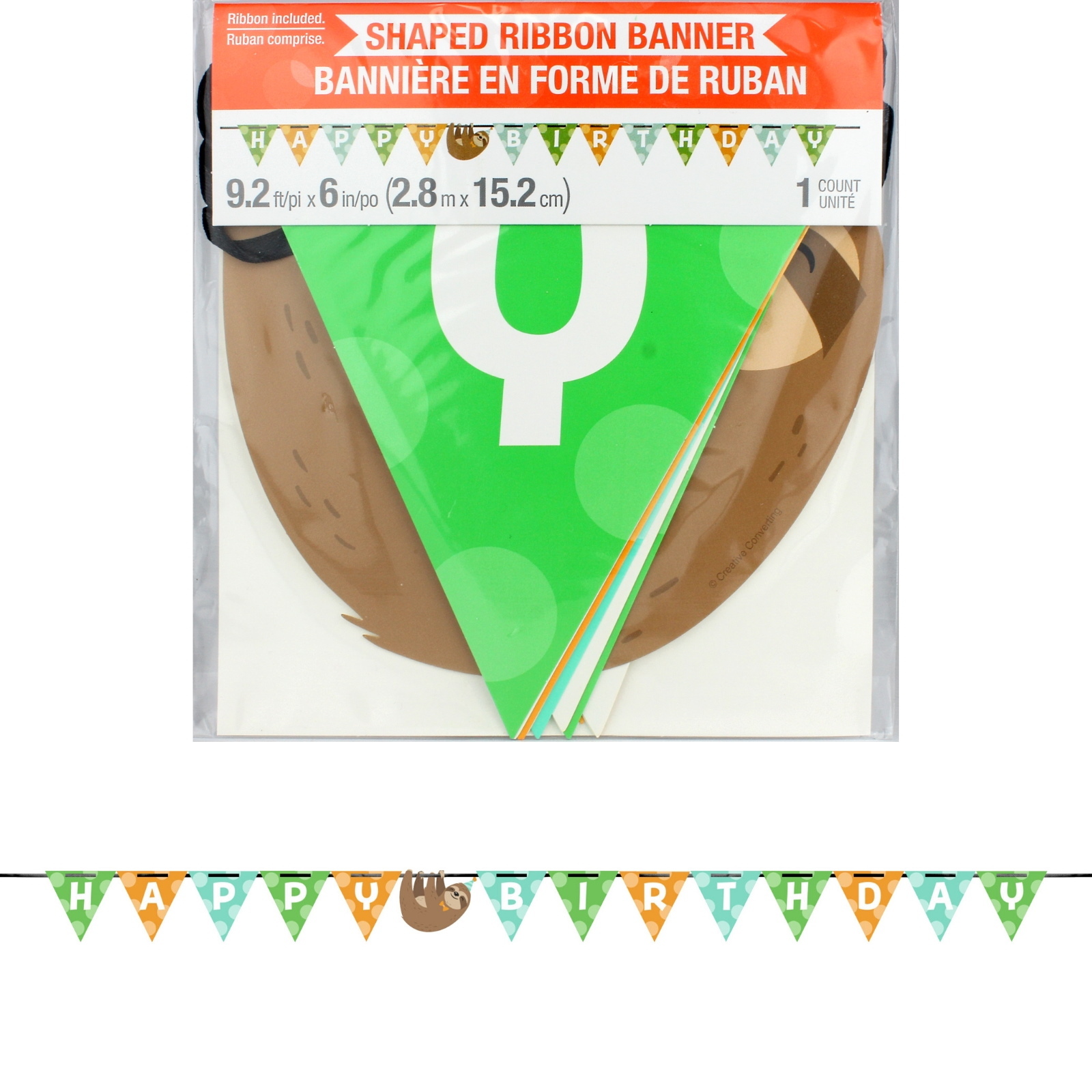 Sloth Party Happy Birthday Flag Banner