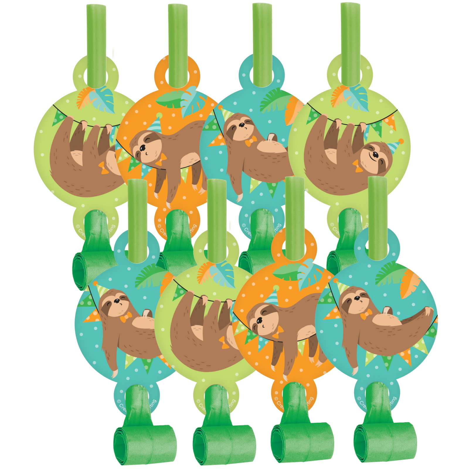 Sloth Party Blowers (Pack of 8)