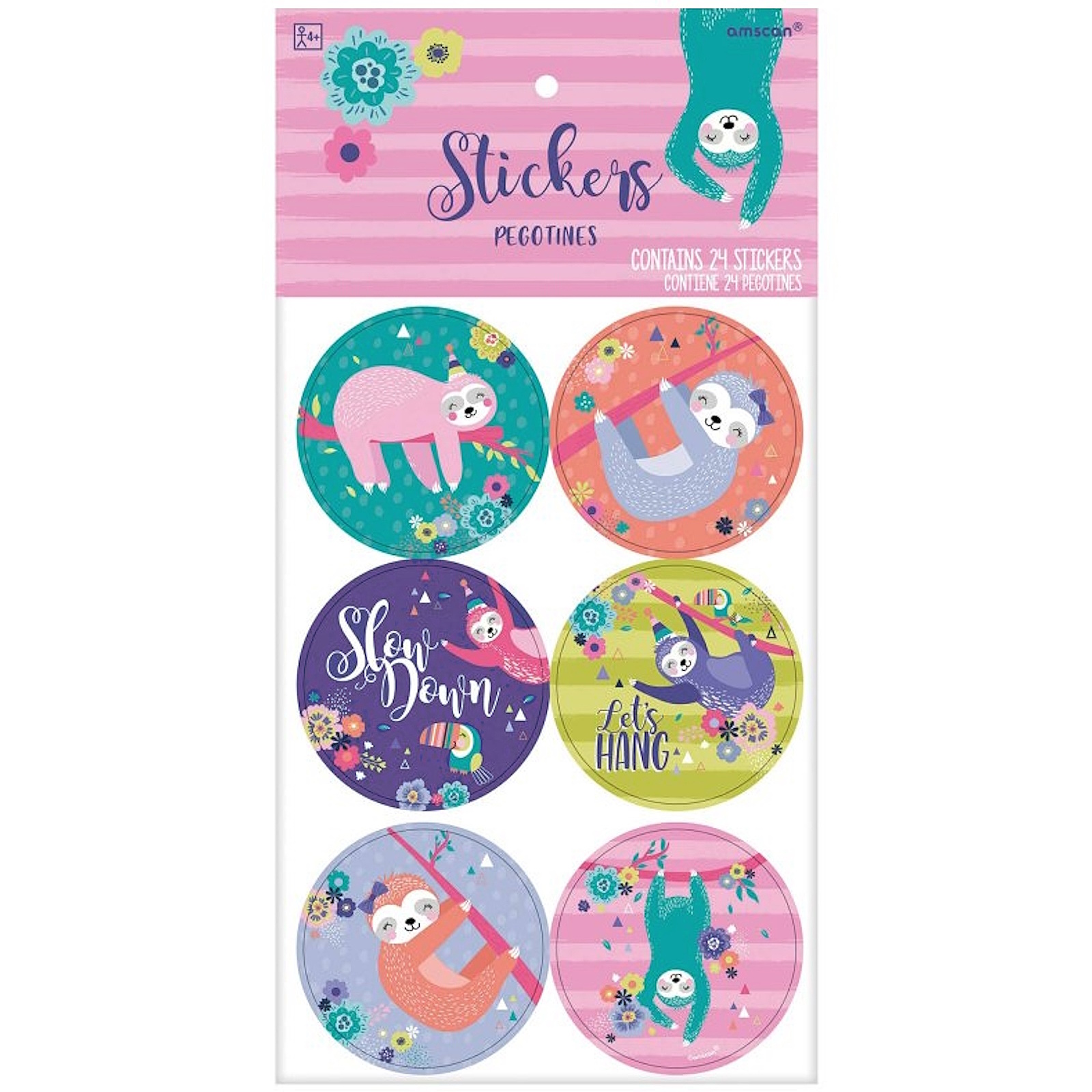 Sloth Stickers (Pack of 24)  