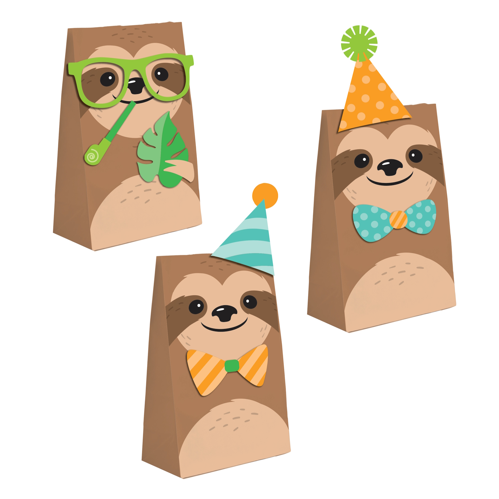 Sloth Party Paper Party Bags (Pack of 8)