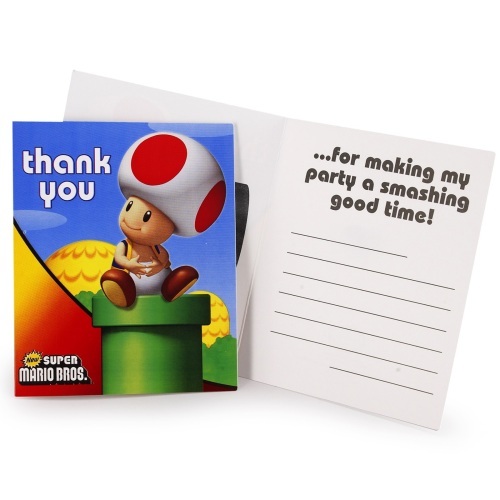Super Mario Bros. Party Thank You Cards (Pack of 8)