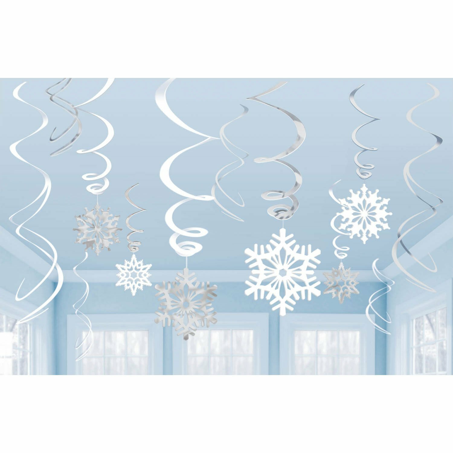 Snowflake Swirl Decorations (Pack of 12)