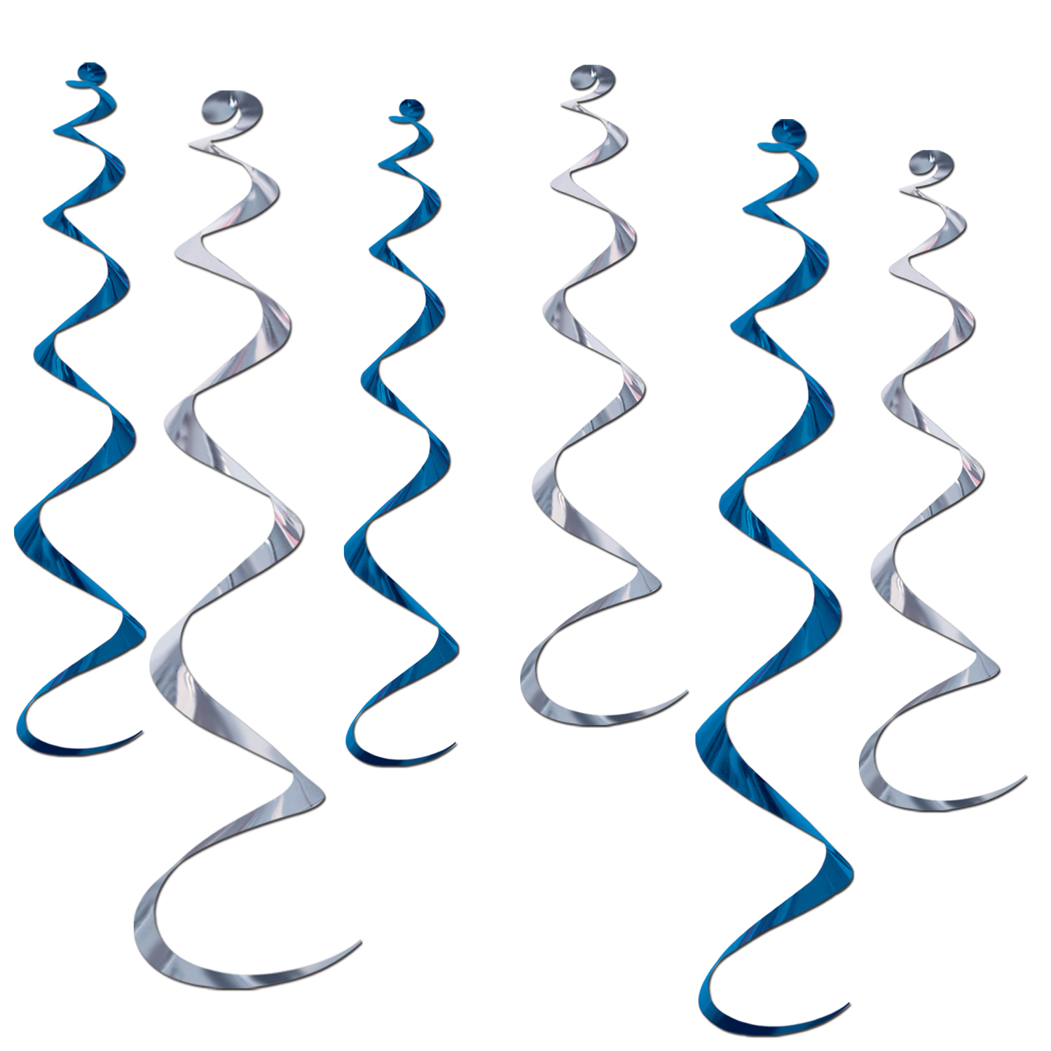 Blue and Silver Swirl Decorations (Pack of 6)