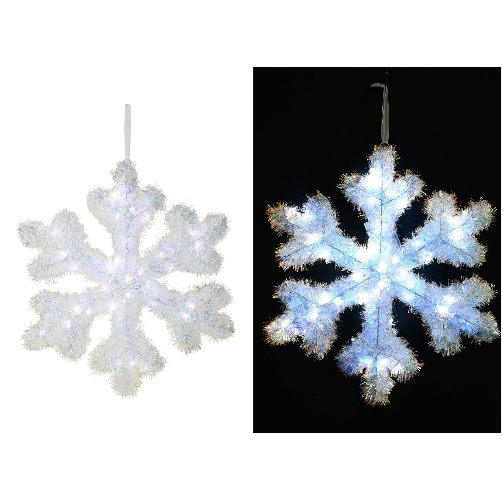 LED Iridescent Snowflake Tinsel Wall Decoration 48cm  