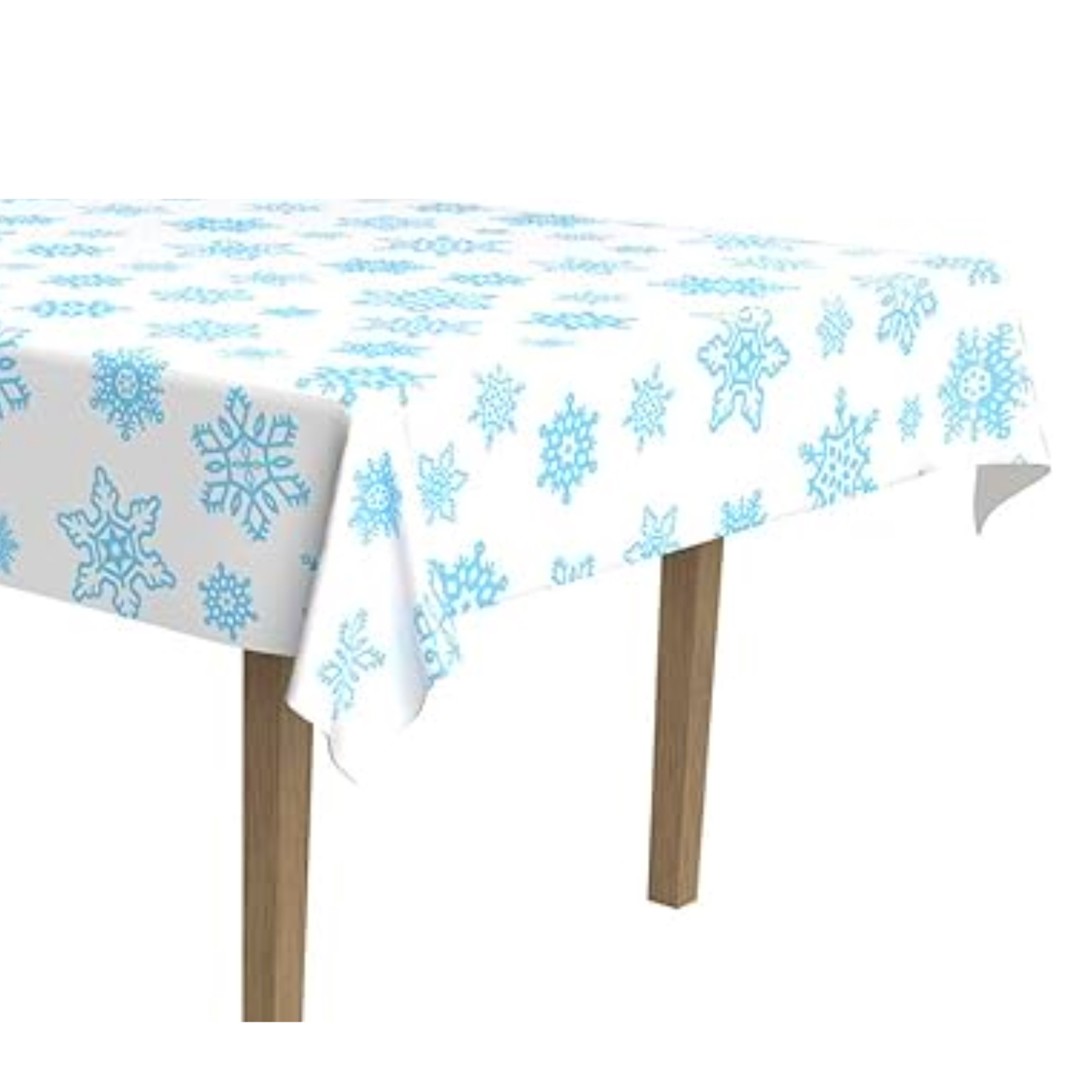 Blue And White Snowflake Plastic Tablecloth