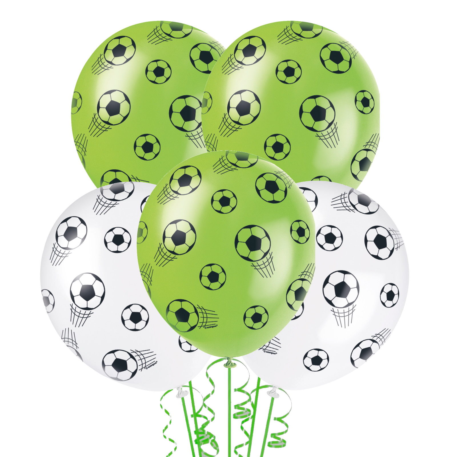 Green & White Soccer Ball Balloons (Pack of 5)