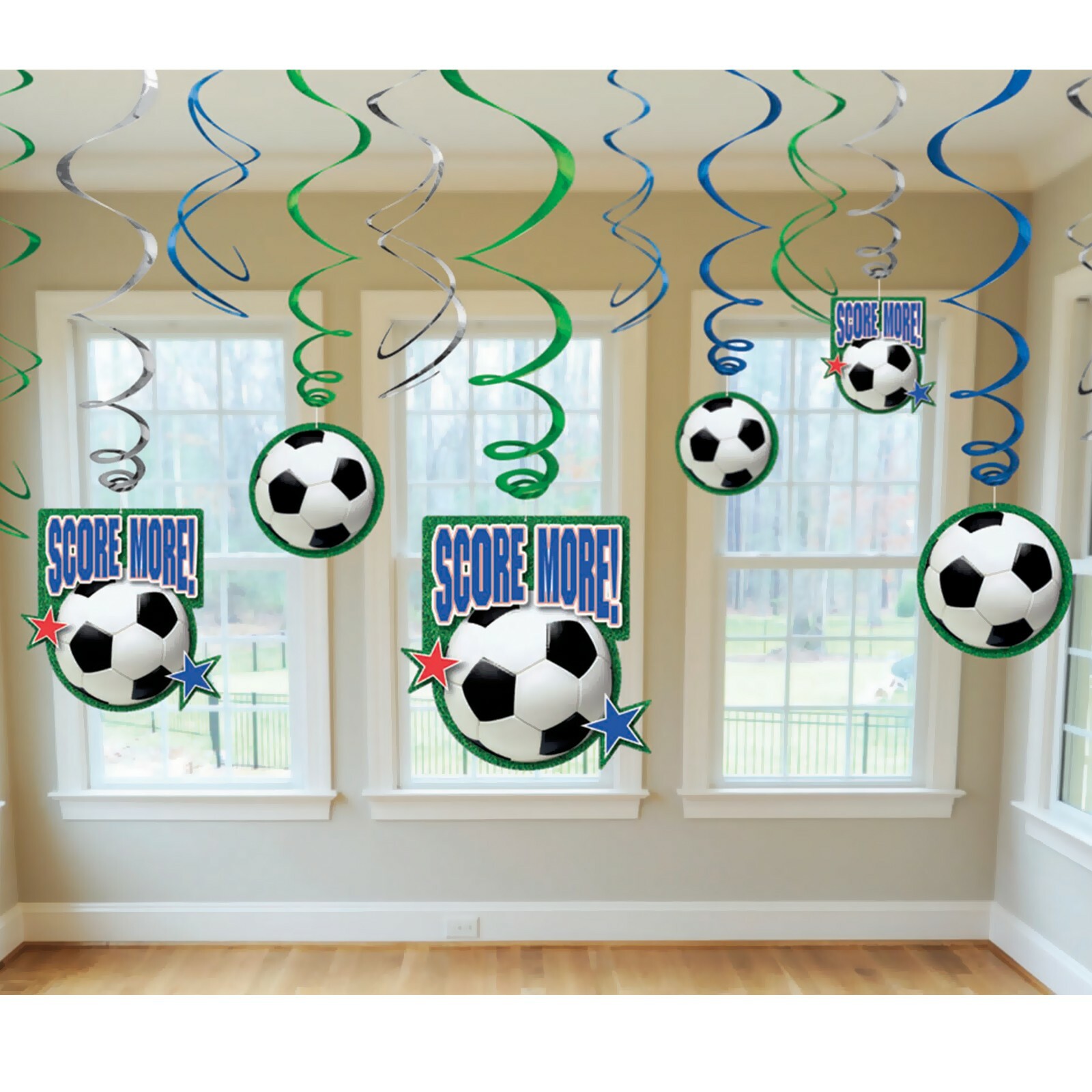 Soccer Swirl Decorations (Pack of 12)