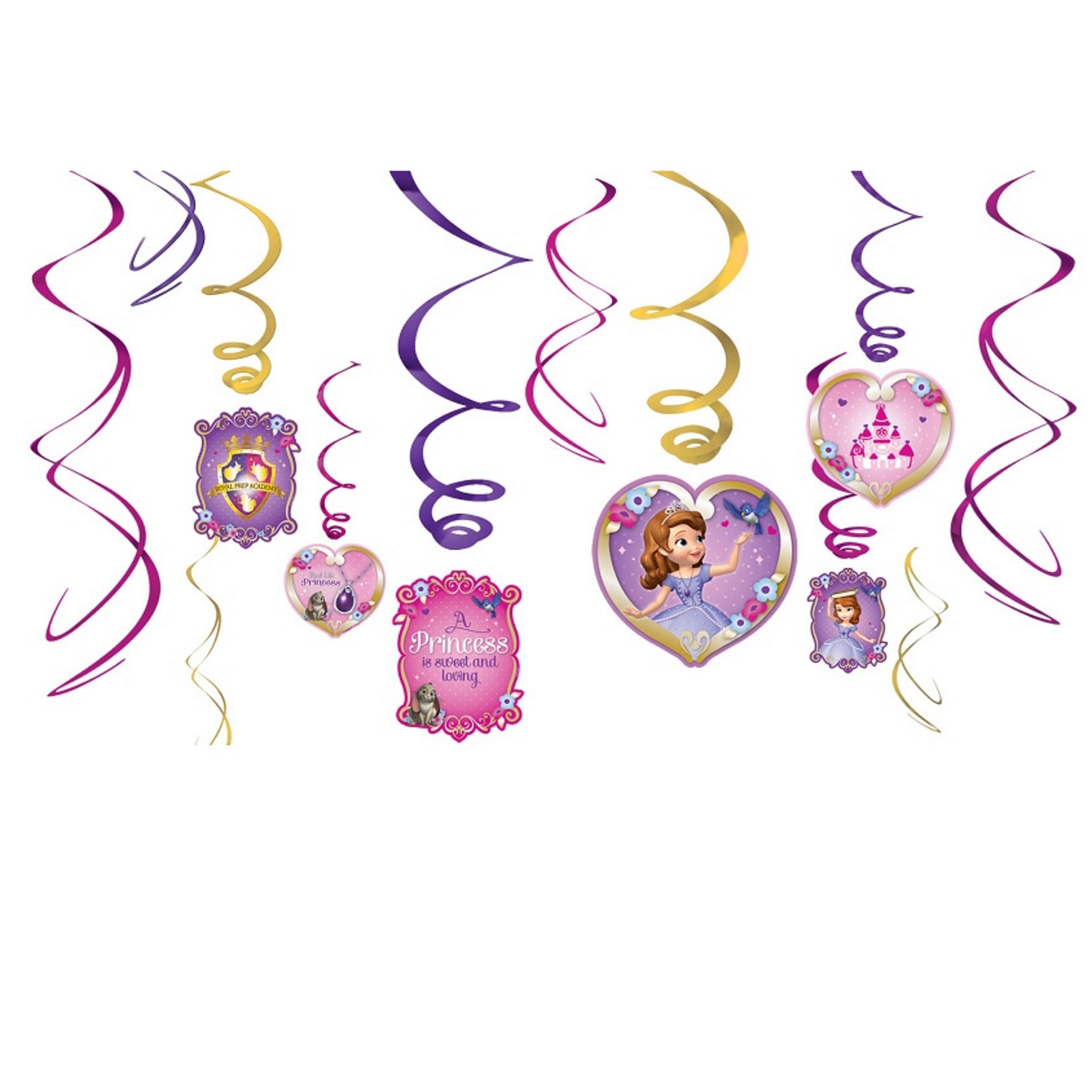Sofia the First Swirl Decorations (Pack of 12)