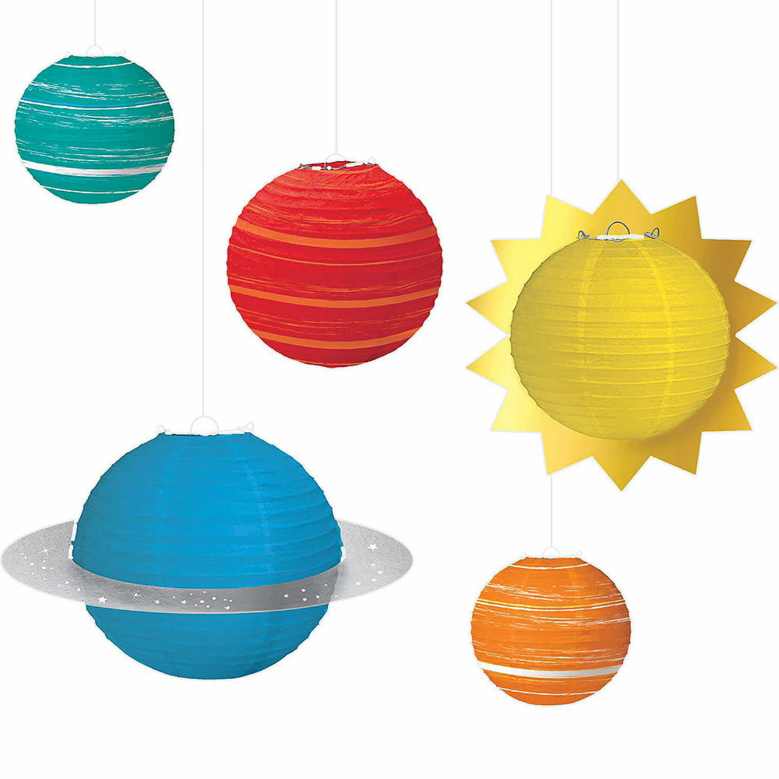 Blast Off Birthday Paper Lanterns (Pack of 5)