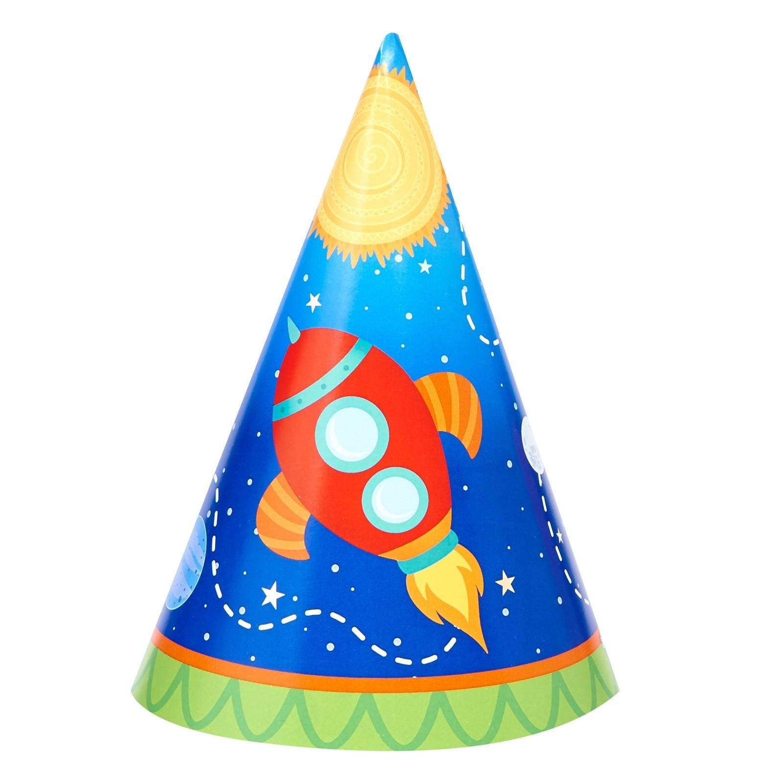 Rocket to Space Party Hats (Pack of 8)