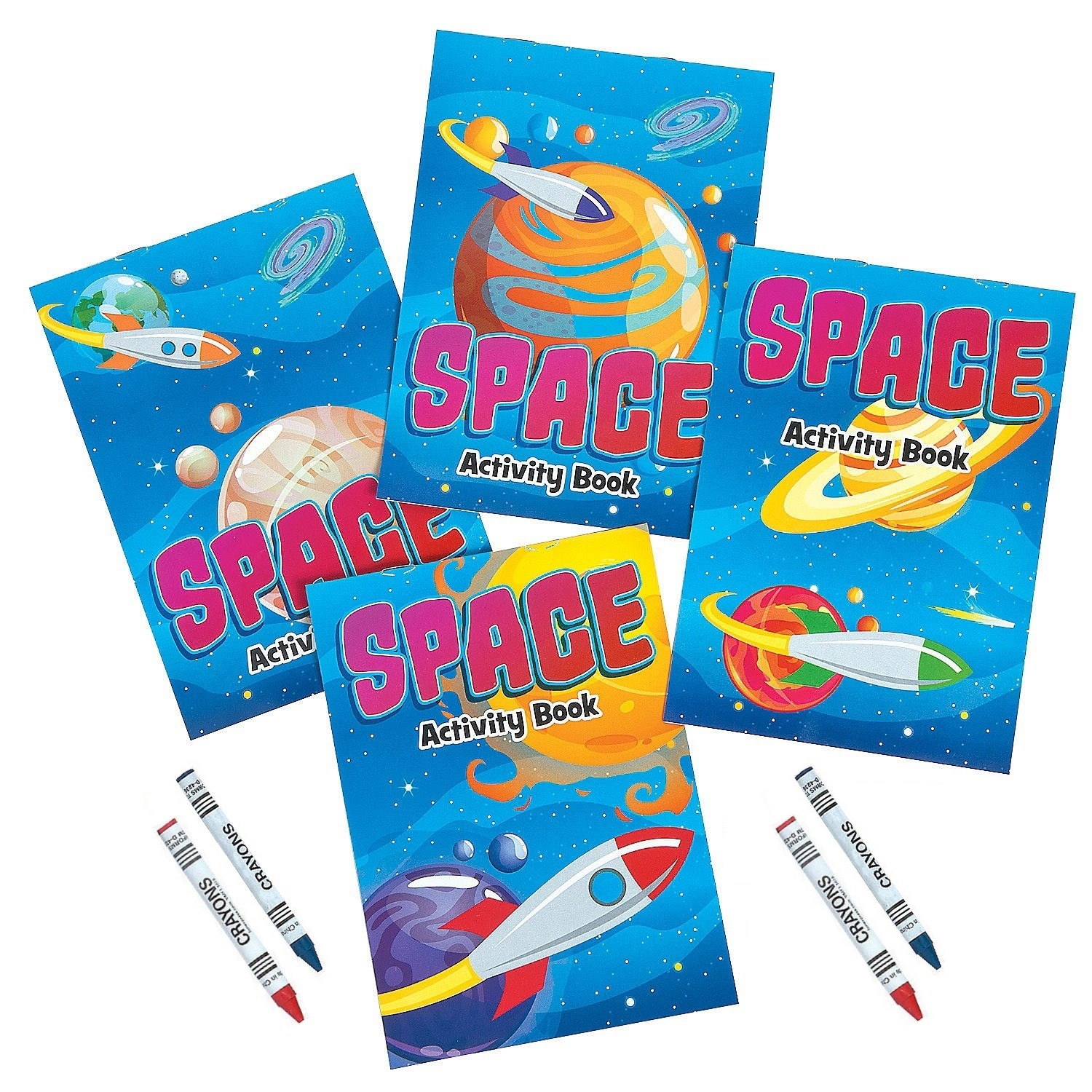 Space Activity Books with Crayons (Pack of 12)
