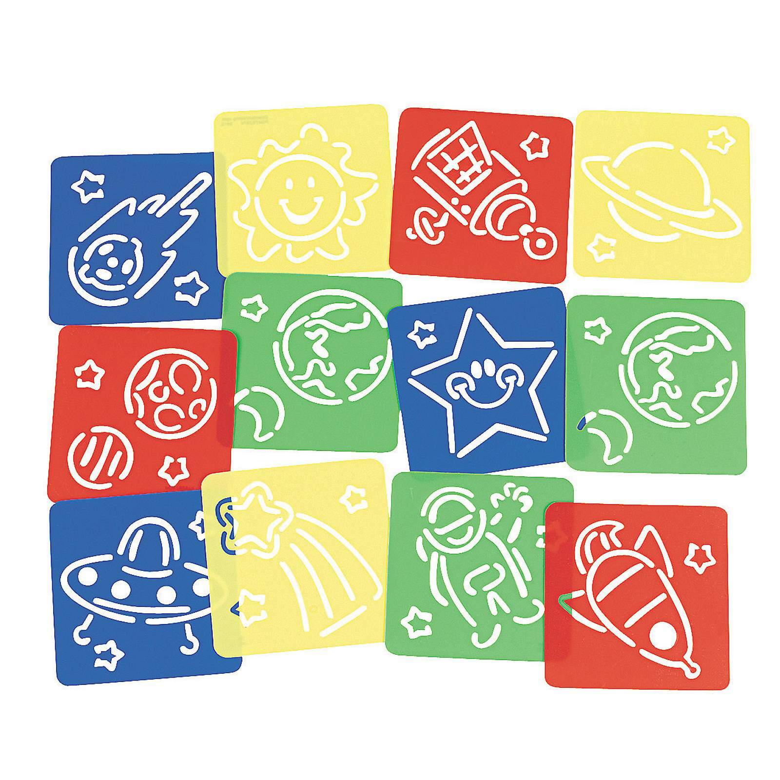 Plastic Outer Space Stencils (Pack of 12)