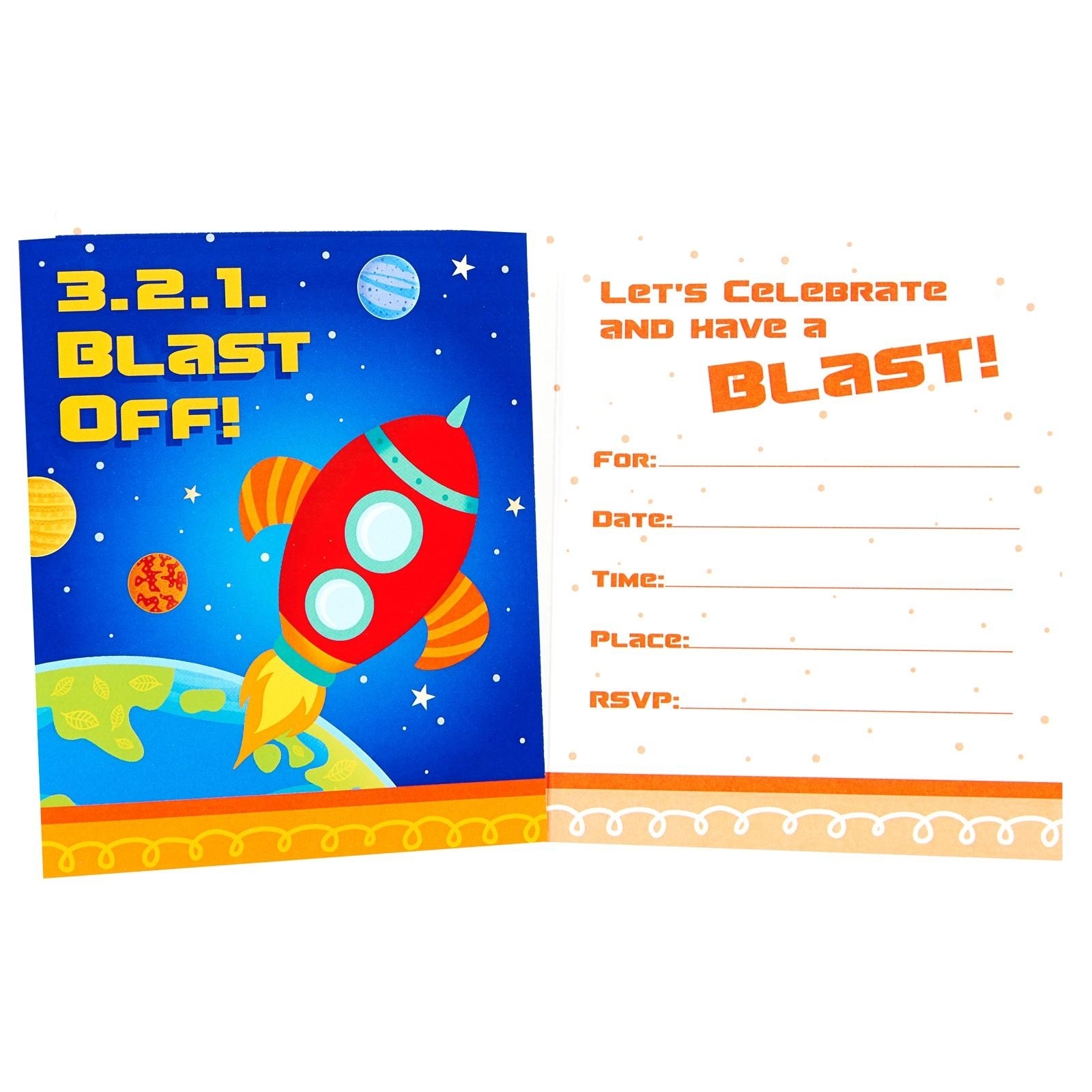 Rocket to Space Party Invitations (Pack of 8)