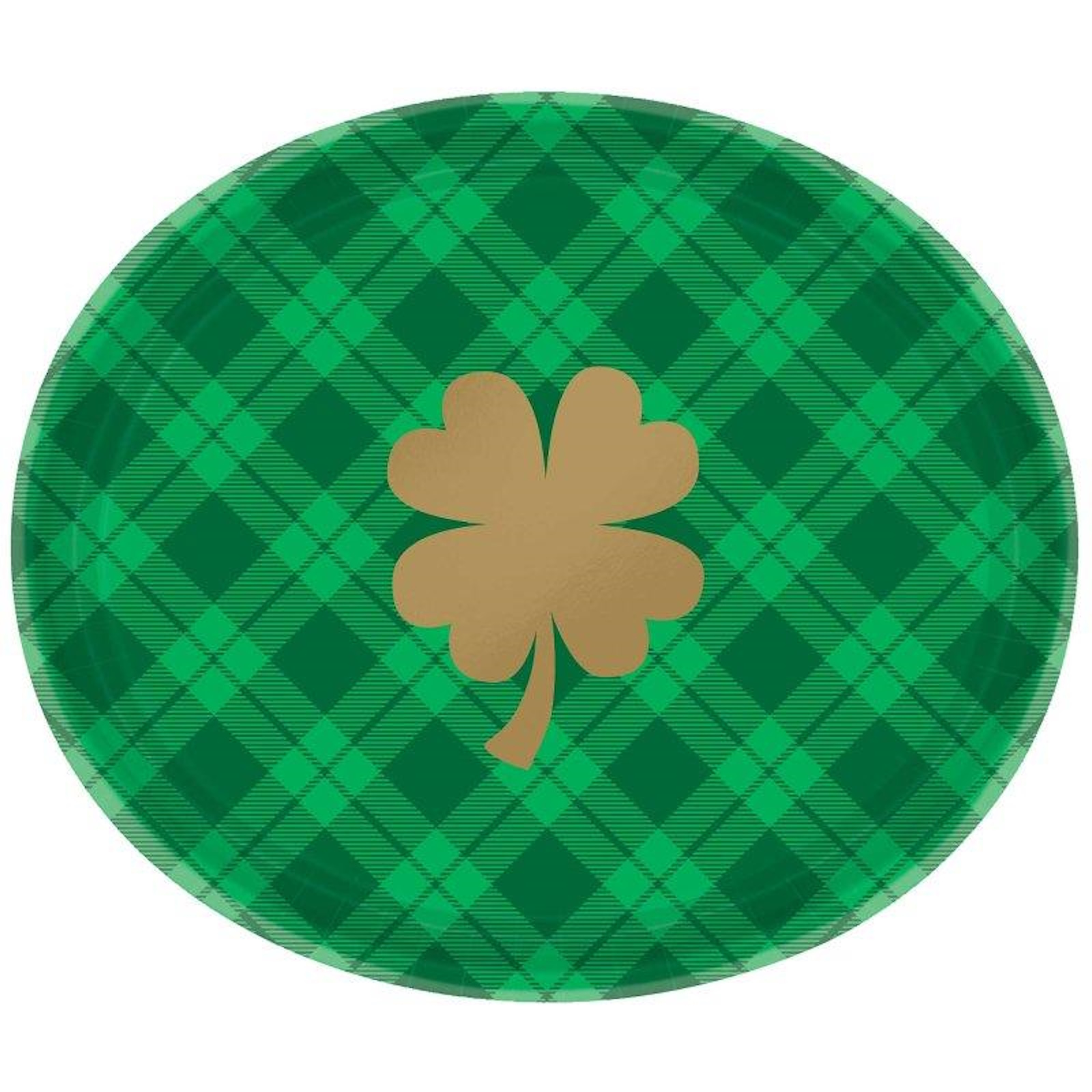 Gold Shamrock 30cm Oval Paper Plates Pack of 18