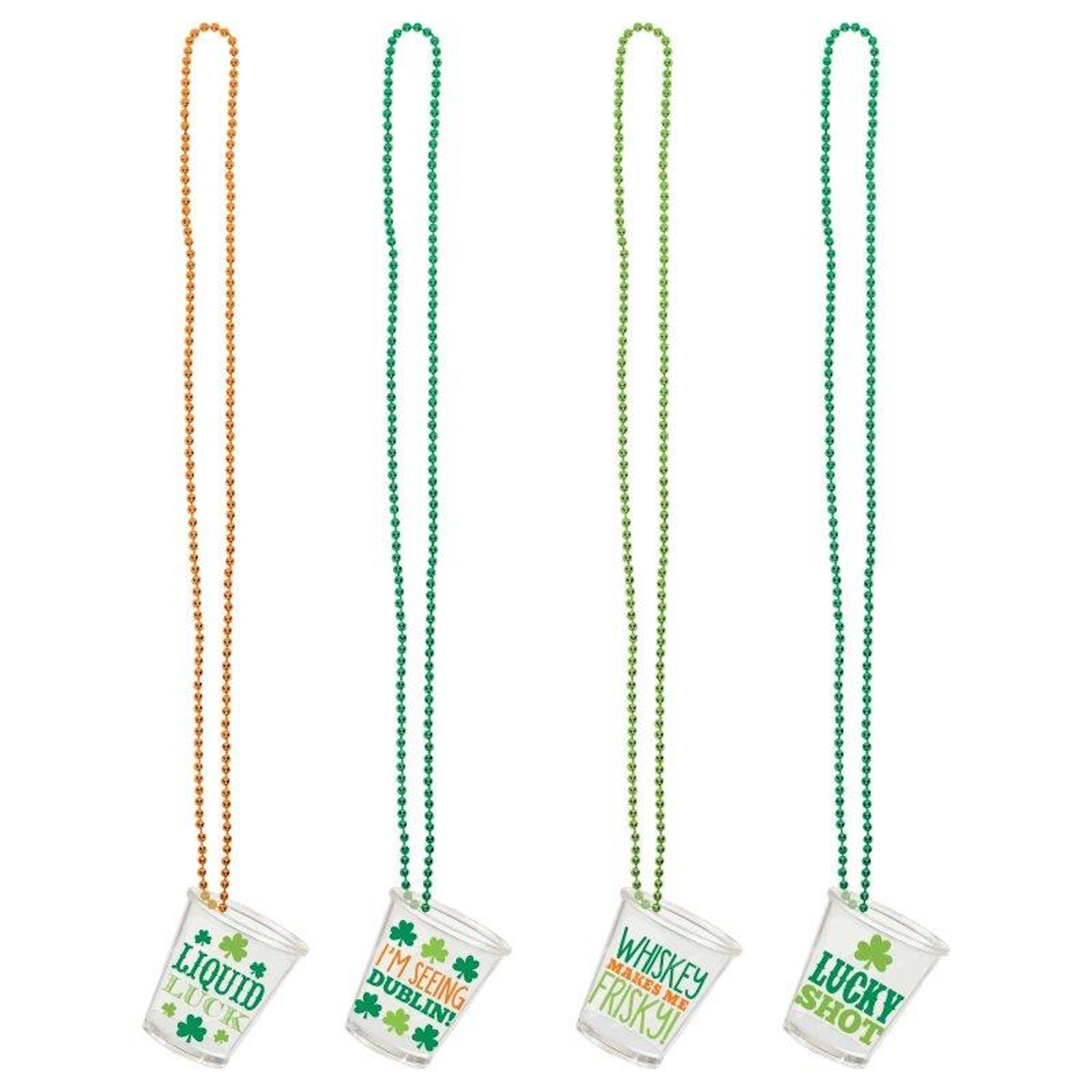 St. Patrick's Day Shot Glass Necklaces Pack of 4