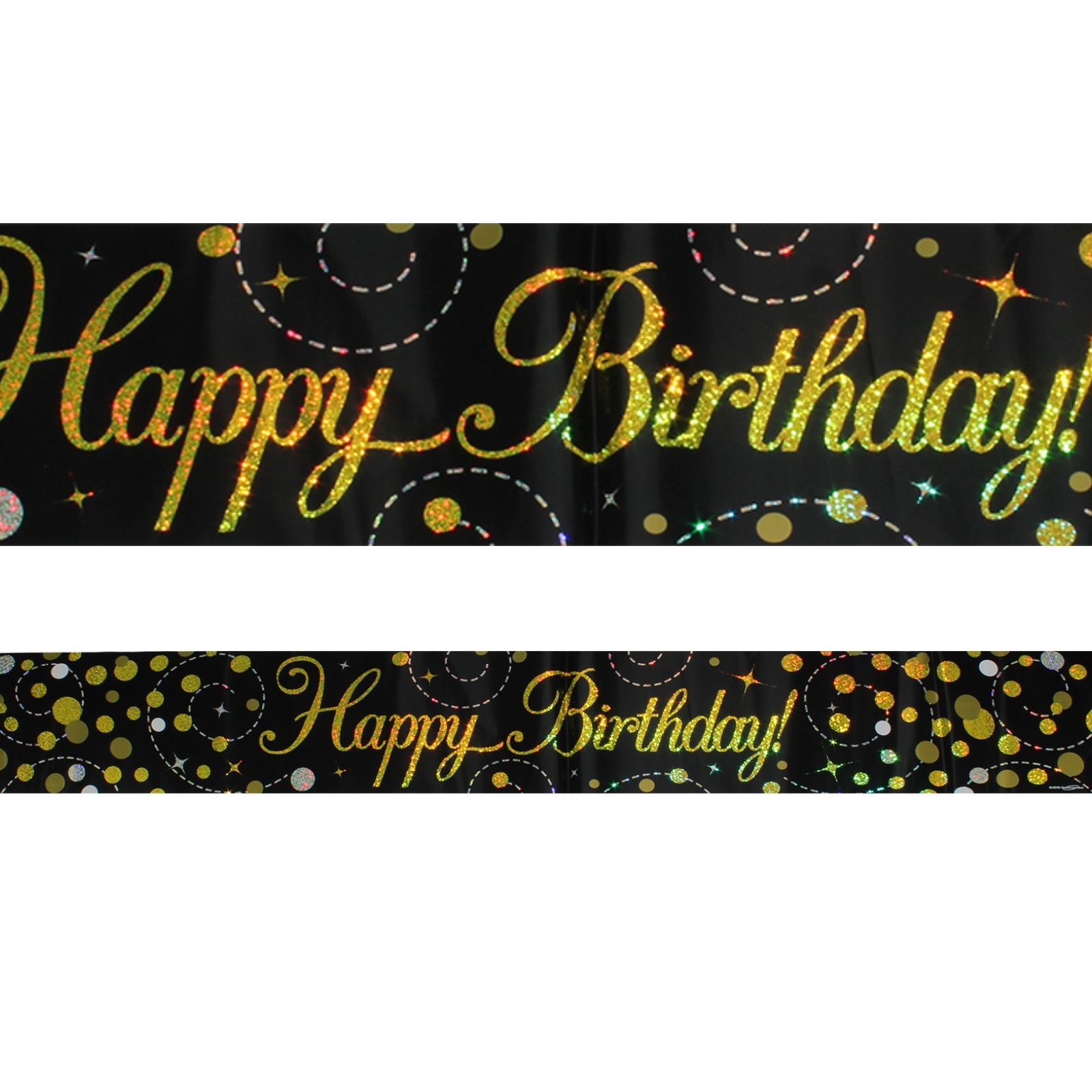 Sparkling Fizz Black and Gold Happy Birthday Banner
