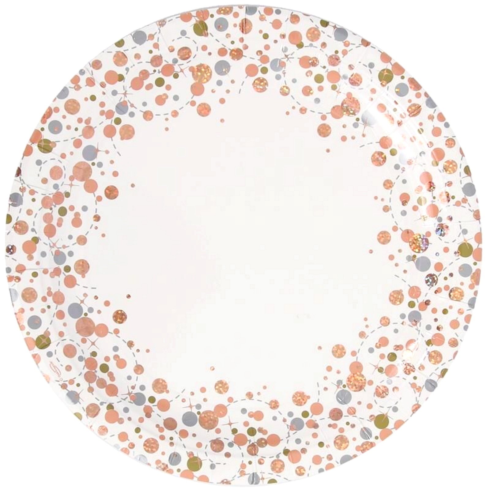 Sparkling Fizz Rose Gold Large Paper Plates (Pack of 8)