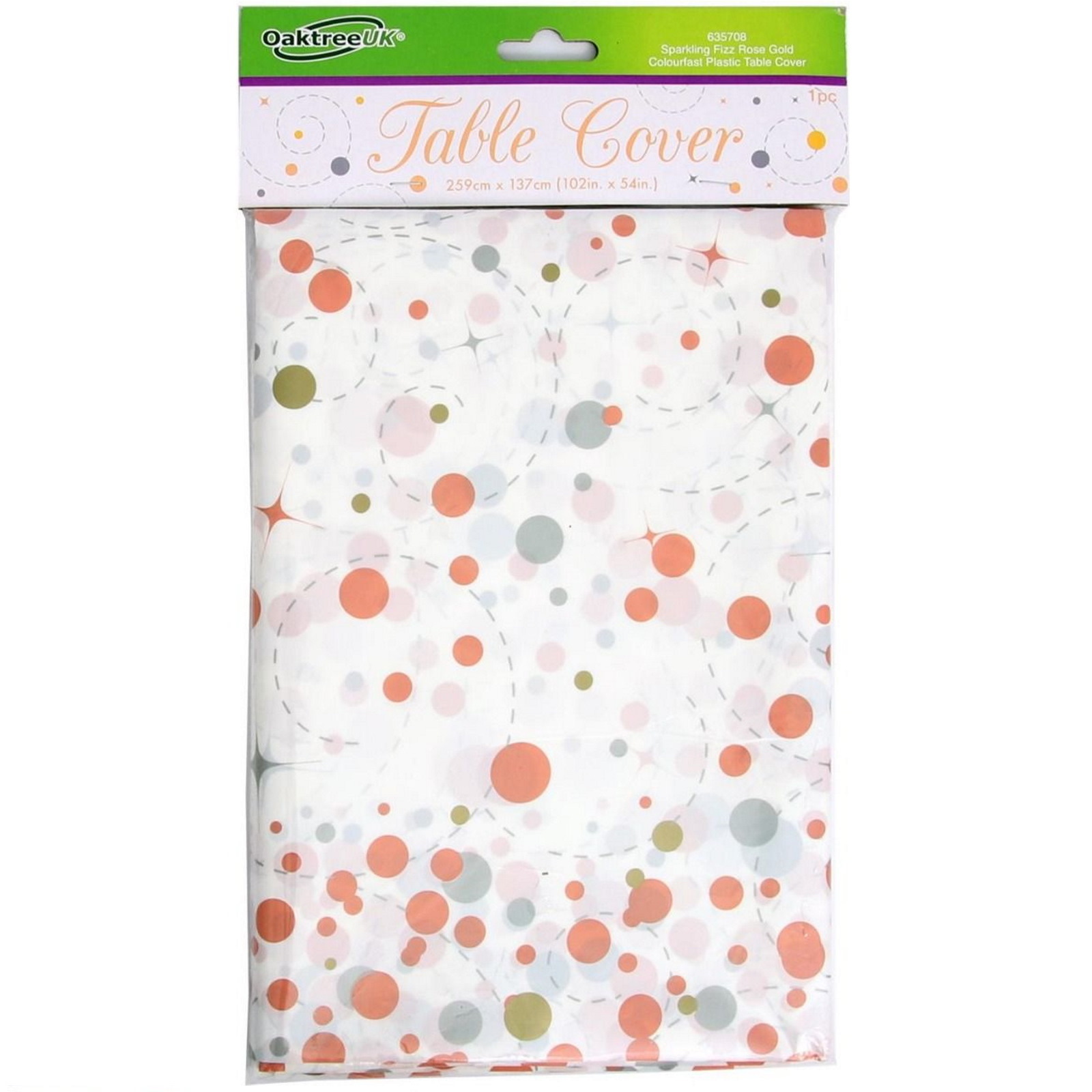 Sparkling Fizz Rose Gold Plastic Tablecloth