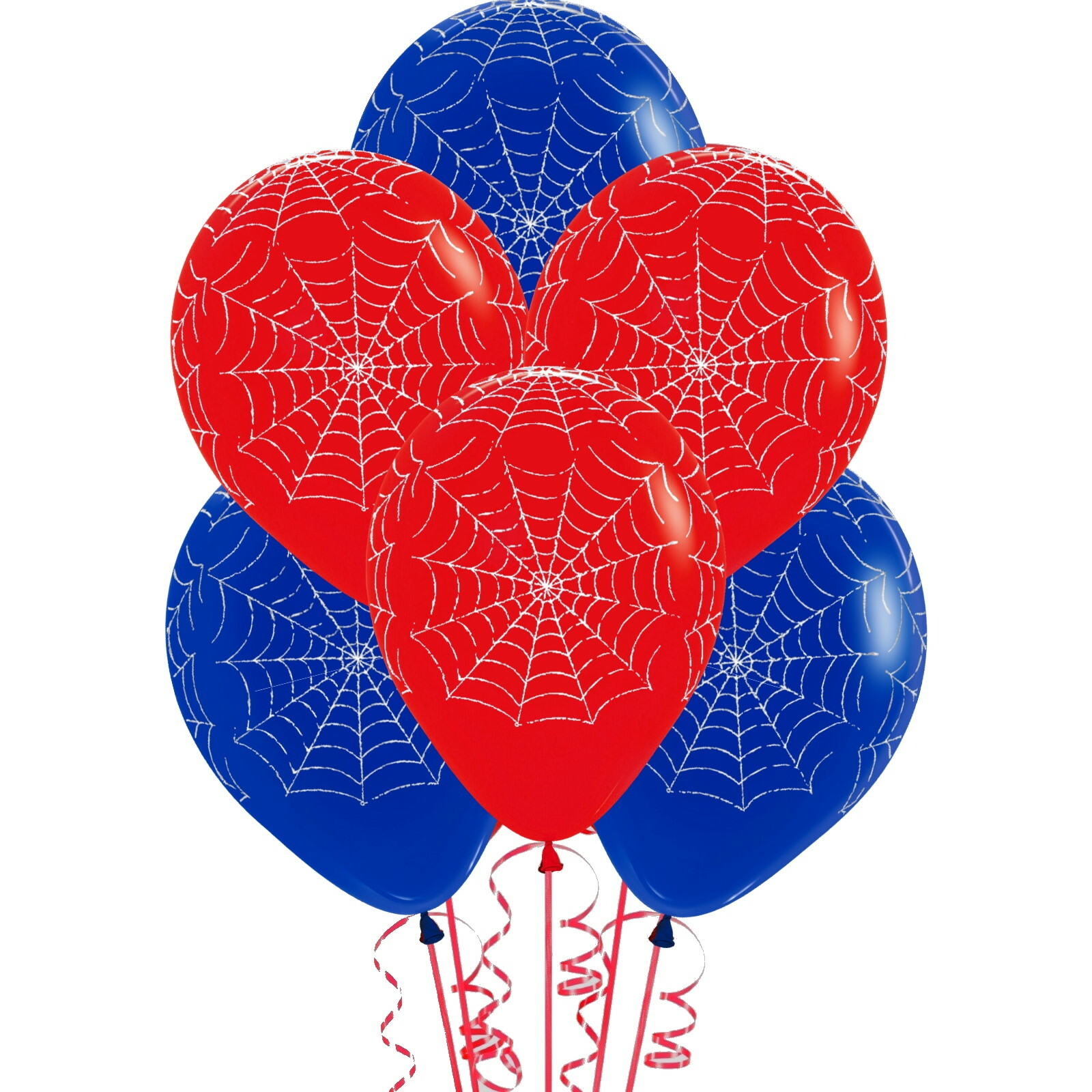 Spiderweb Blue an d Red Balloons (Pack of 6)