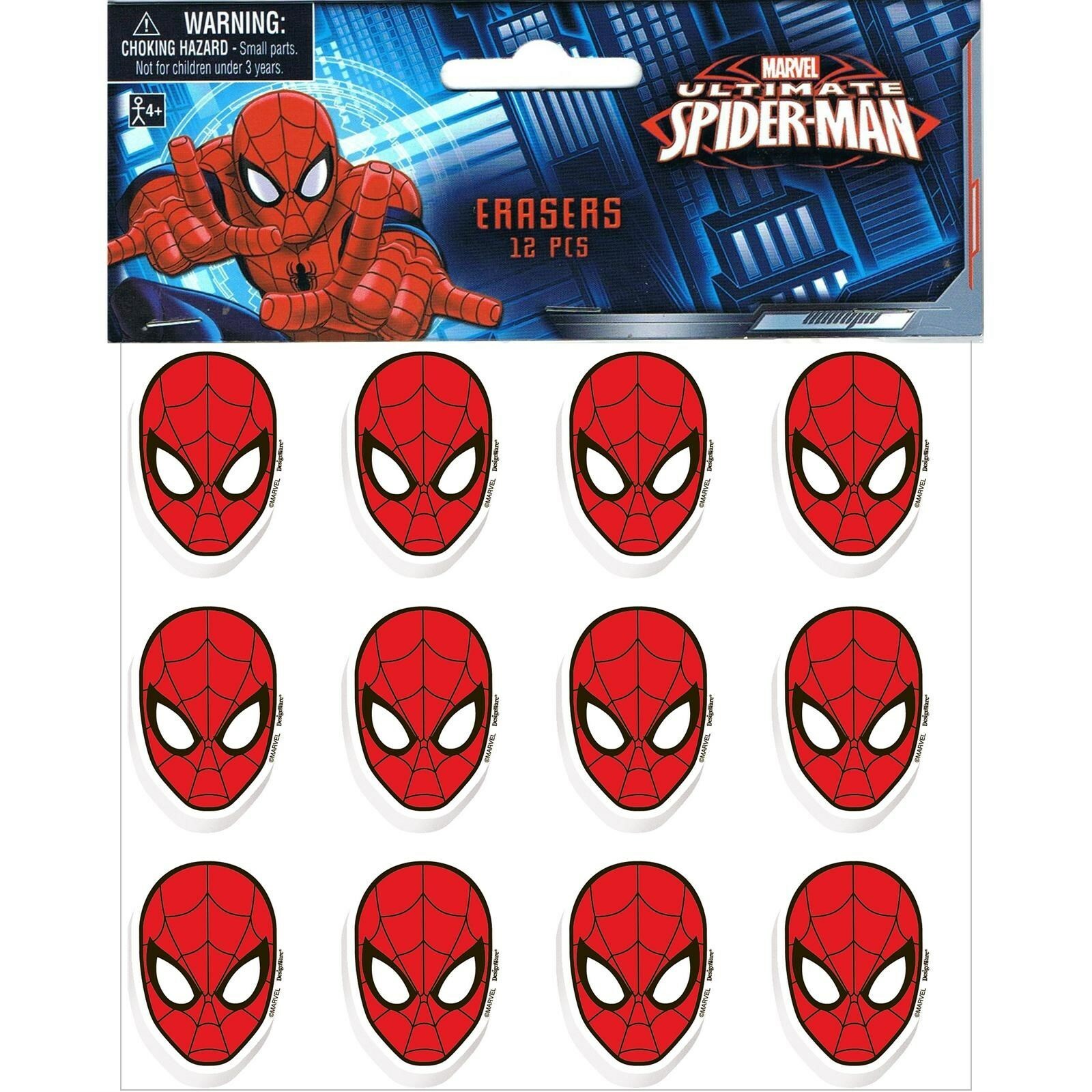 Ultimate Spiderman Mini Erasers (Pack of 12) Spiderman Boys Birthday Party Supplies