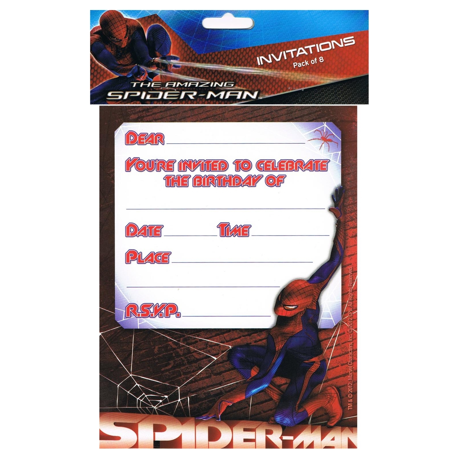 Spiderman 4 Party Invitations (Pack of 8)