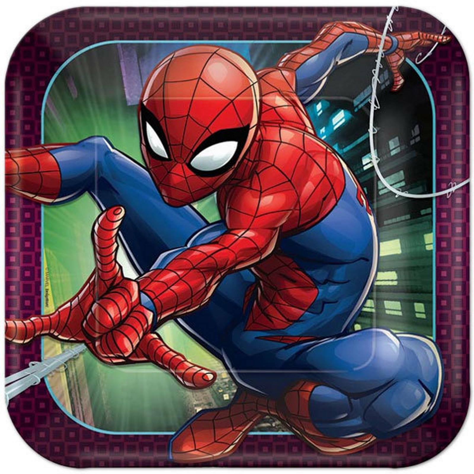 Spiderman Webbed Wonder Large Square Paper Plates (Pack of 8)