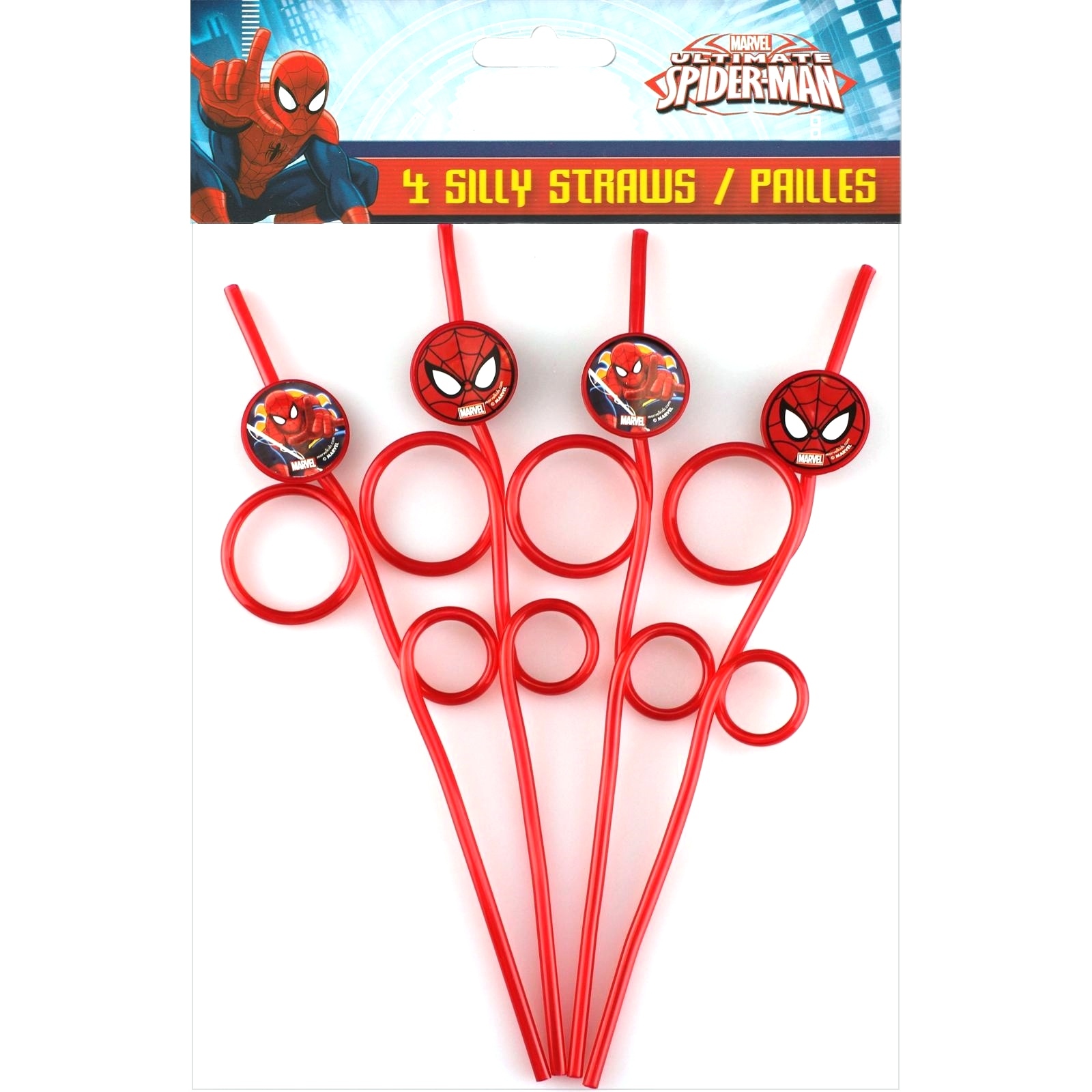 Spiderman Plastic Silly Straws (Pack of 4)