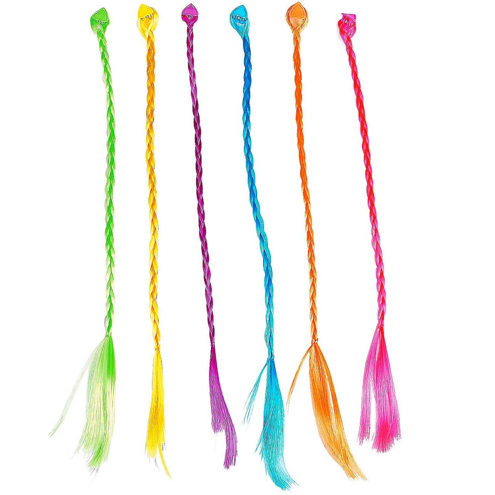 Coloured Nylon Hair Braid Clips (Pack of 12)