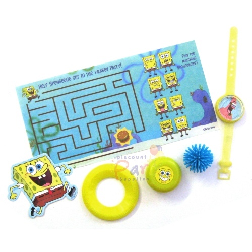 SpongeBob Squarepants Lolly/Treat Bag Fillers and Favours (1 Set of 6 Items)