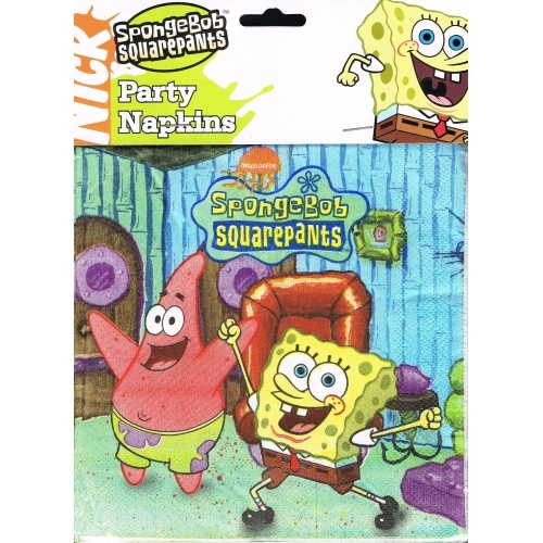 SpongeBob Squarepants Large Napkins / Serviettes (Pack of 16)