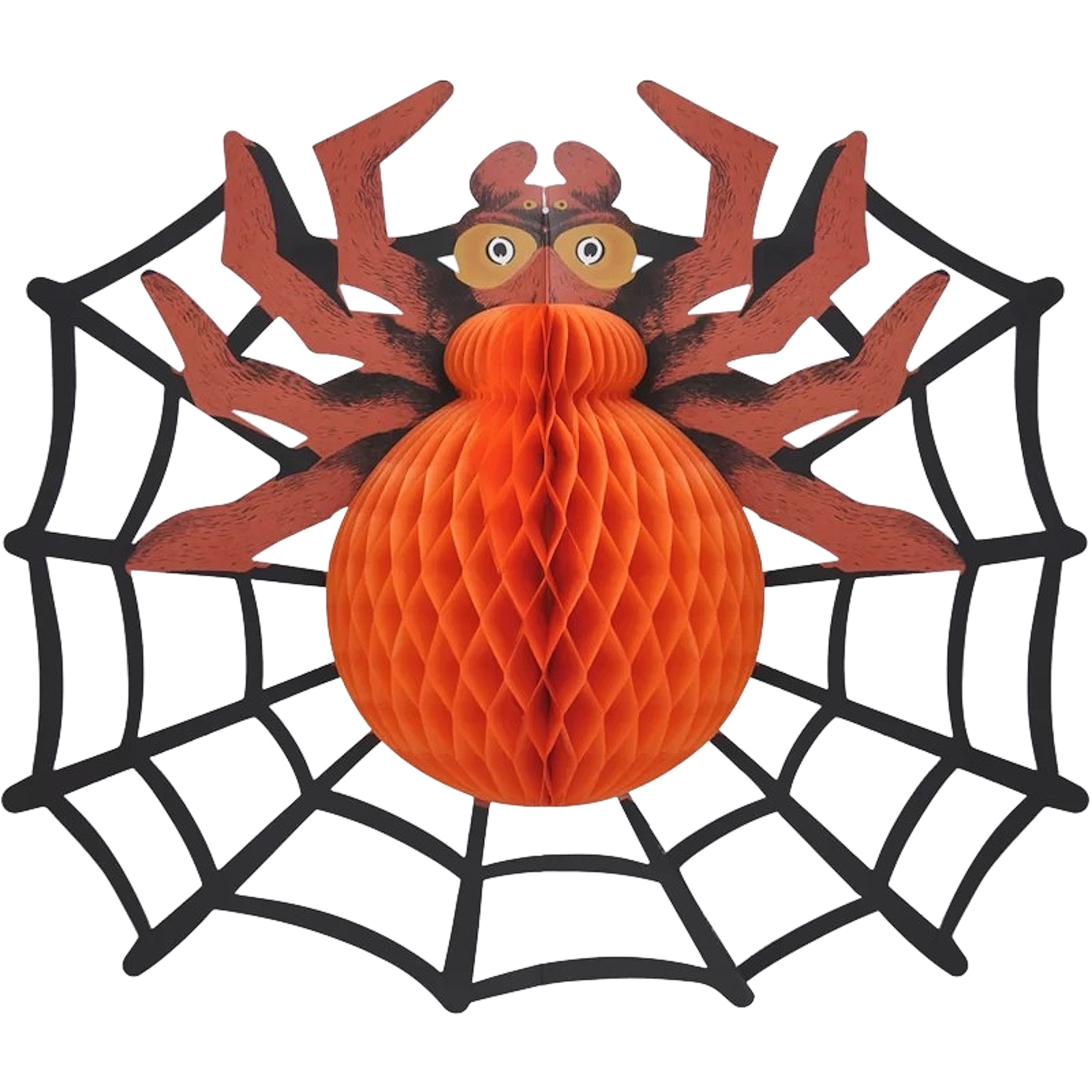 Orange Halloween Spider Honeycomb Wall Decoration (43cm)