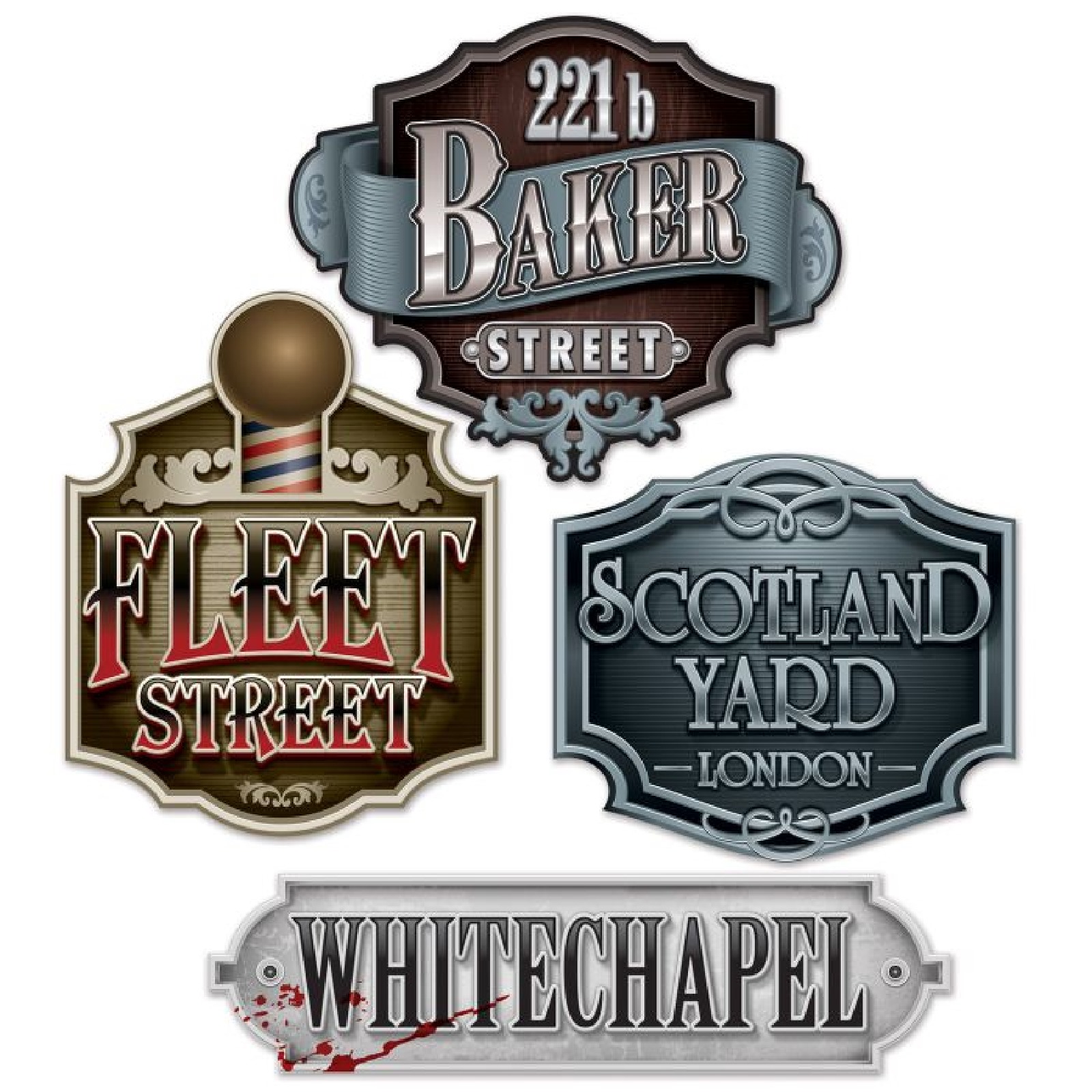 Sherlock Holmes Sign Cutouts (Pack of 4)