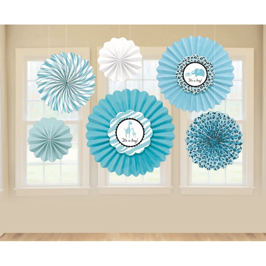 Sweet Safari Boy Paper Fans (Pack of 6)