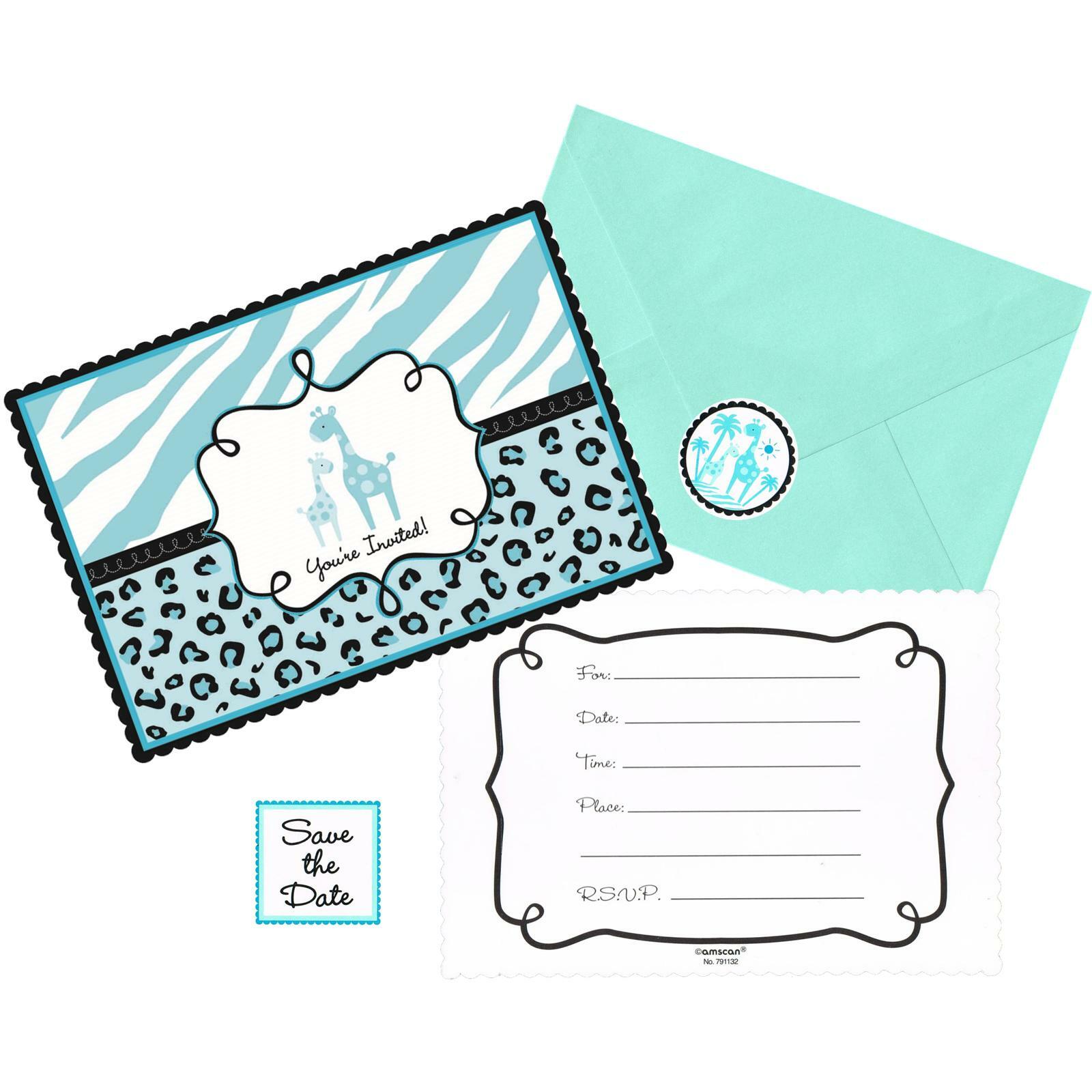 Sweet Safari Boy Baby Shower Invitations (Value Pack of 20)
