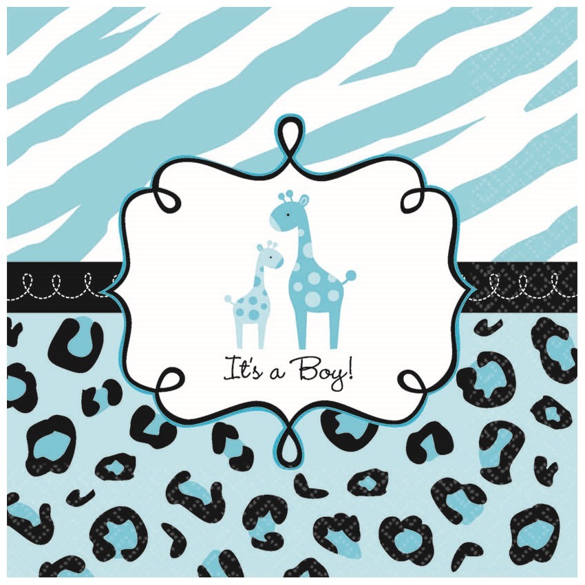 Sweet Safari Boy Large Napkins / Serviettes (Value Pack of 36)