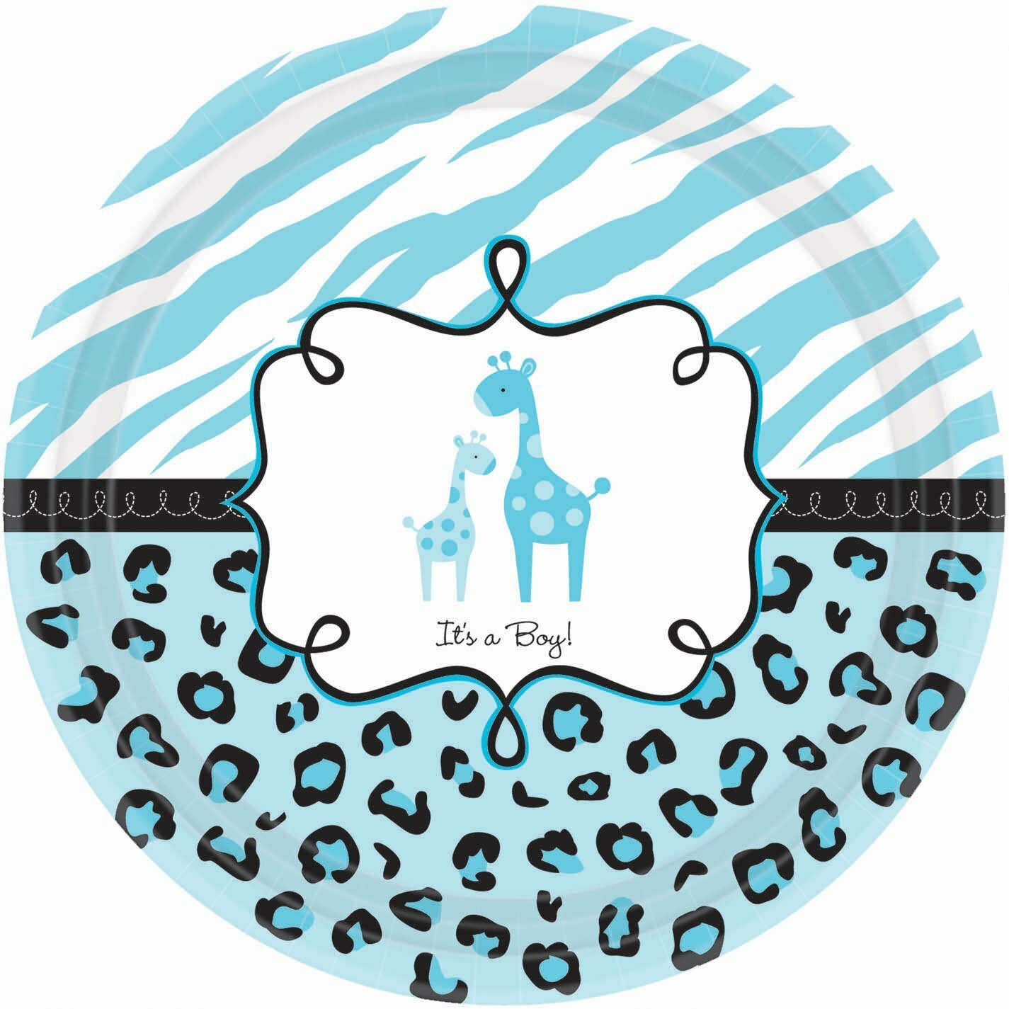 Sweet Safari Boy Large Paper Plates (Value Pack of 18)