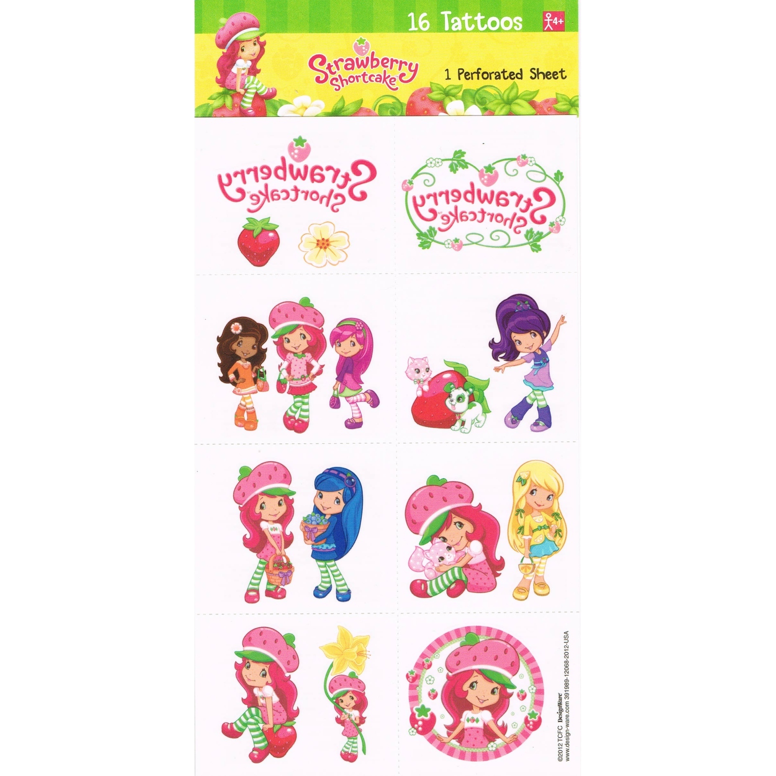 Strawberry Shortcake Tattoos (1 Sheet)