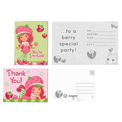 Strawberry Shortcake Party Invitations & Thank You Cards (8 of each)