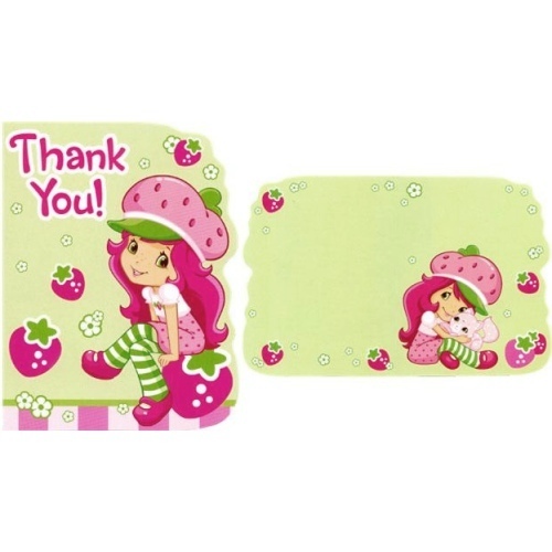 Strawberry Shortcake Party Thank You Cards (Pack of 8)