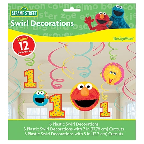 Sesame Street 1st Birthday Swirl Decorations (Pack of 12)