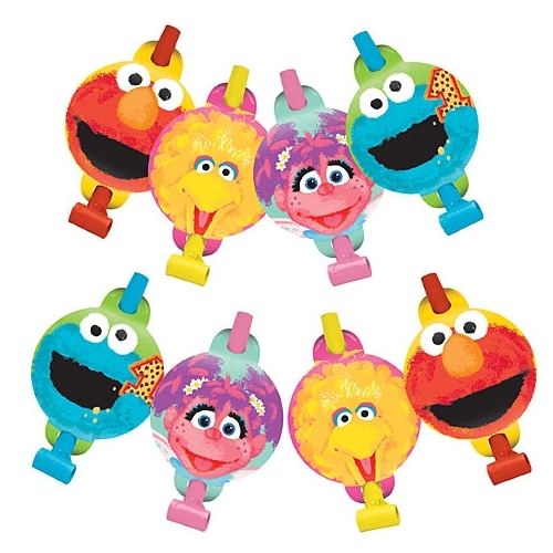 Sesame Street 1st Birthday Party Blowers (Pack of 8)