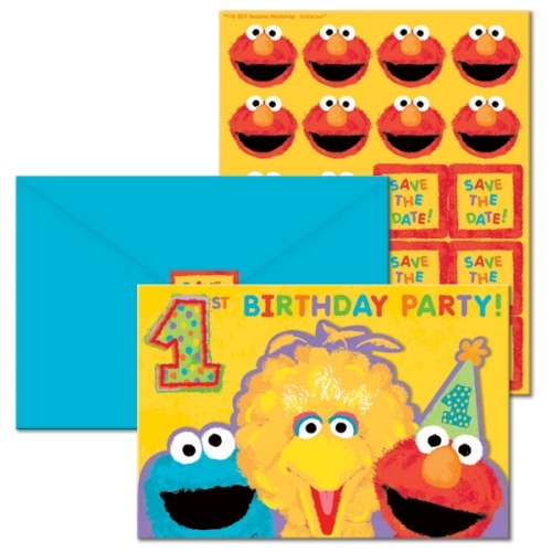 Sesame Street 1st Birthday Party Invitations (Value Pack of 20)