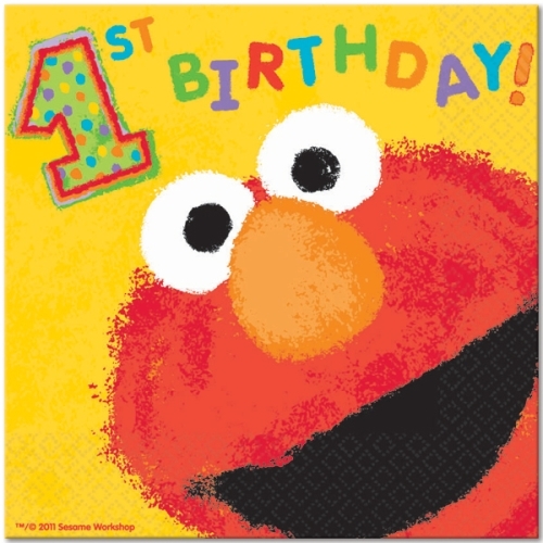 Sesame Street Elmo 1st Birthday Large Napkins / Serviettes (Value Pack of 36)
