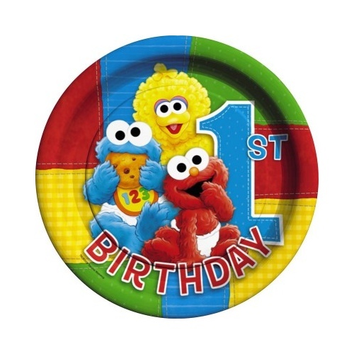 Sesame Street 1st Birthday Large Paper Plates (Pack of 8)