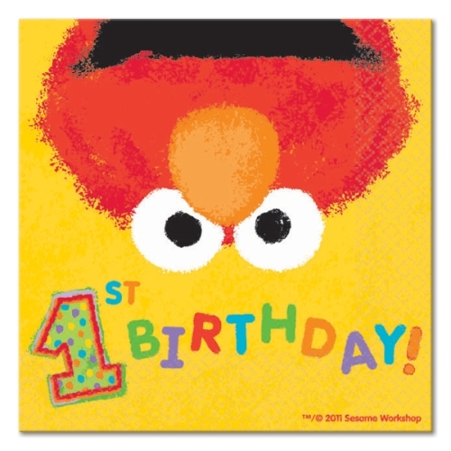 Sesame Street Elmo 1st Birthday Small Napkins / Serviettes (Value Pack of 36)