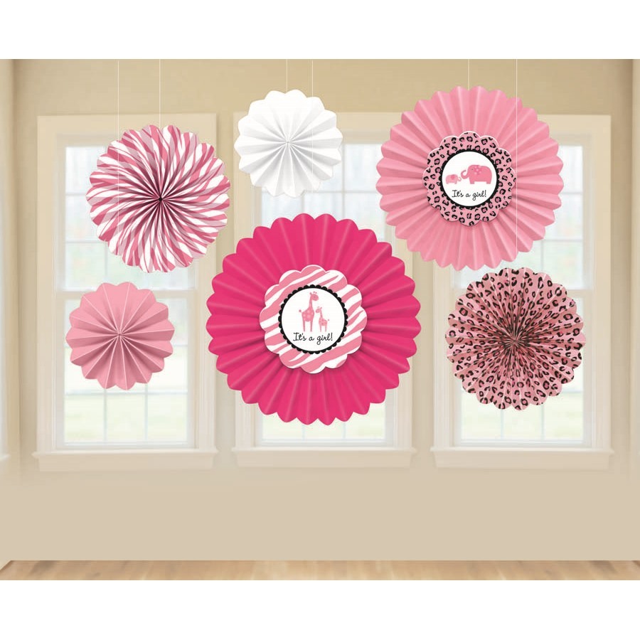 Sweet Safari Girl Paper Fans (Pack of 6)