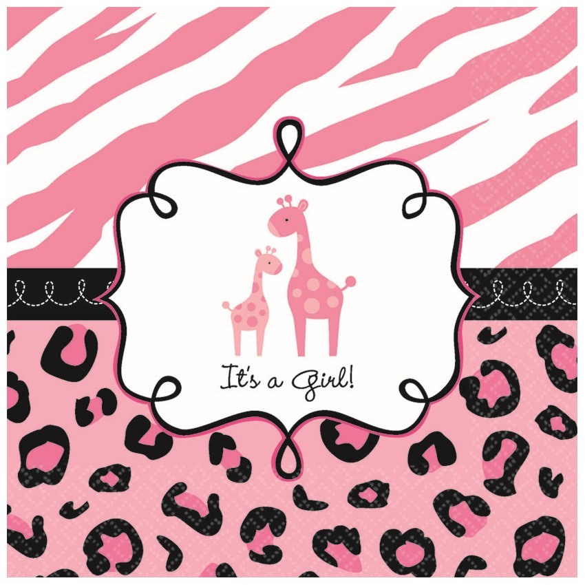 Sweet Safari Girl Large Napkins / Serviettes (Value Pack of 36)