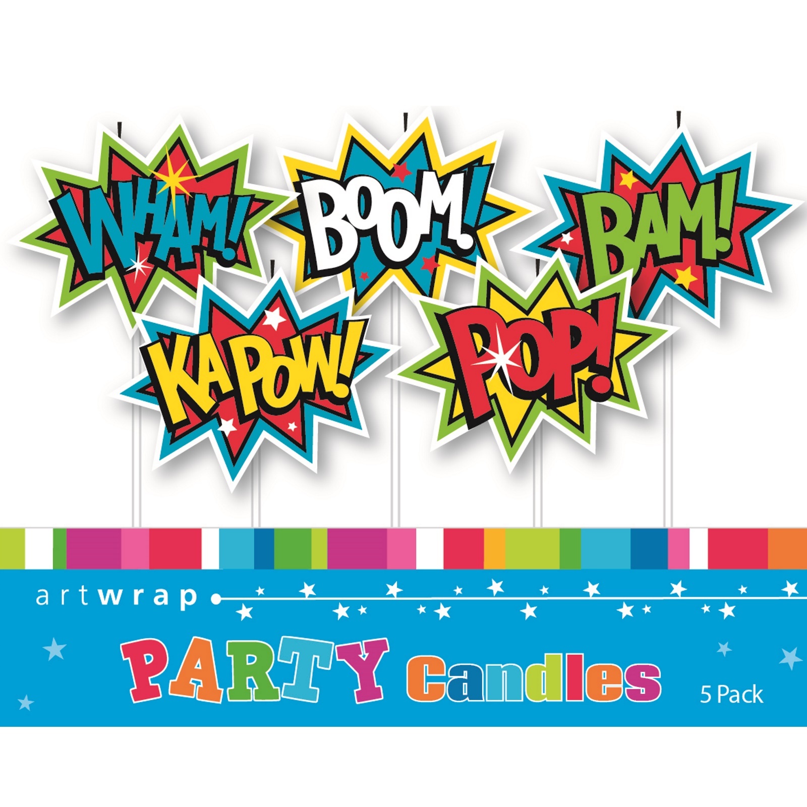 Superhero Comic Word Mini Candles (Pack of 5)