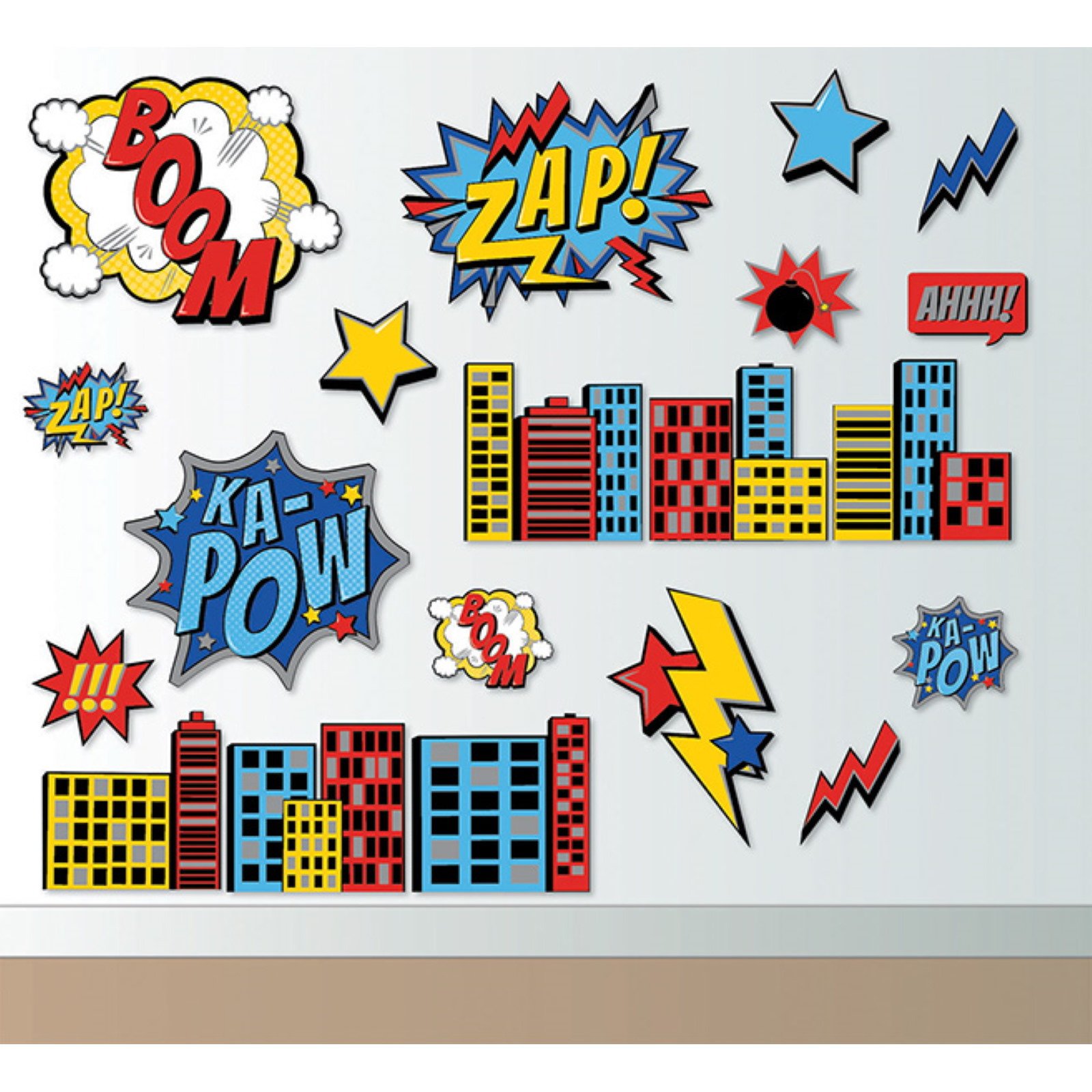 Superhero Comic Cutout Wall Decorations (Pack of 20)